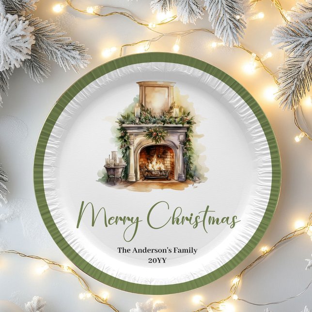 Plato De Papel Simple Elegant Christmas Custom Name Paper Plates (Simple Elegant Christmas Custom Name Paper Plates)