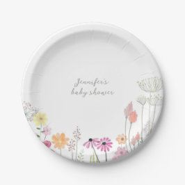 Plato De Papel Simple Elegant Wildflower Baby Shower