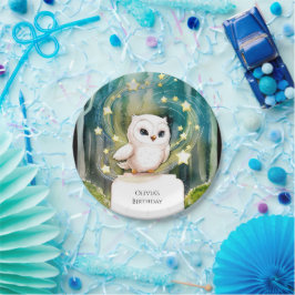 Plato De Papel Simple en el cumpleaños de la lechuza de Woods