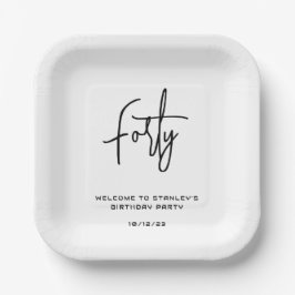 Plato De Papel Simple fiesta de cumpleaños de blancos y negros cu