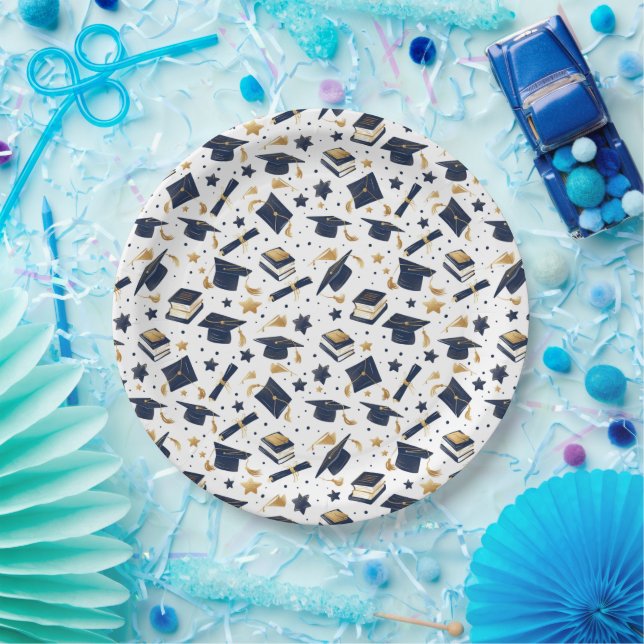 Plato De Papel Simple fiesta moderna de graduación (Fiesta)