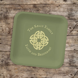 Plato De Papel Simple Gold Irish Faith y Begorrah Fiesta de citas