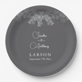 Plato De Papel Simple Gray Line Art Eucalyptus Wedding Napkins