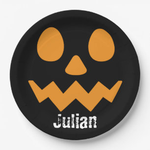 Plato De Papel Simple Halloween Day Jack-o-Lantern Nombre de cala