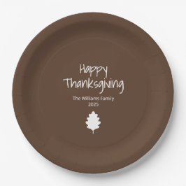 Plato De Papel Simple Leaf Modern Autumn Family Thanksgiving