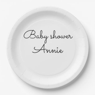 Plato De Papel simple minimal añade tu nombre texto baby shower t