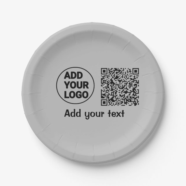 Plato De Papel Simple minimal q r code add logo scan code name te (Anverso)