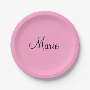 Plato De Papel simple minimal rosa claro añade tu nombre femenino