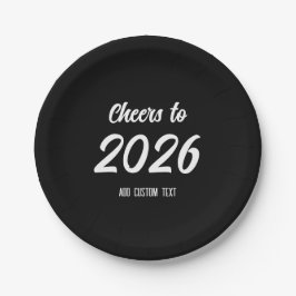 Plato De Papel Simple Modern Black Custom 2026 New Years Party
