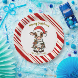 Plato De Papel Simple modern merry christmas calf Cow OX pattern