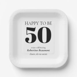 Plato De Papel Simple Modern Surprise 50th Birthday Party