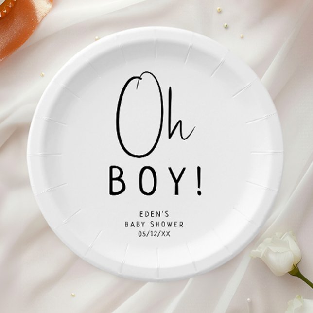 Plato De Papel Simple Neutral Moderno, ¡muchacho! Baby Shower (Subido por el creador)