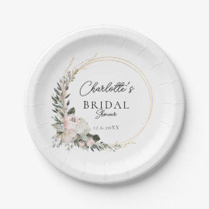 Plato De Papel Simple, peony, eucalipto, Bridal Shower