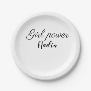 Plato De Papel simple poder de chica minimalista agregar nombre t