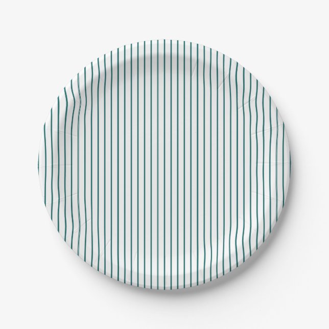 Plato De Papel Simple raya delgada verde azulado (Anverso)