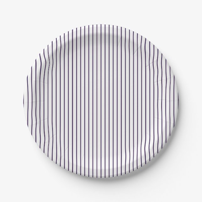 Plato De Papel Simple raya morada fina (Anverso)