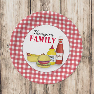 Plato De Papel Simple Red Country Hamburger Hotdog Cute Fiesta
