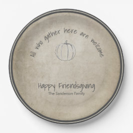 Plato De Papel Simple Rústica calabaza Amigable Escrito a mano