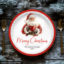 Plato De Papel Simple Santa Claus Stylish Modern Holiday Plate