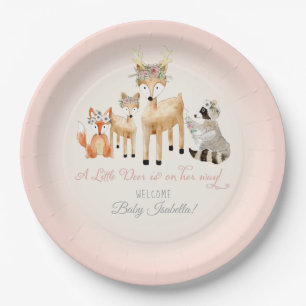 Plato De Papel Simple venado Antler Woodland Animales Baby Girl