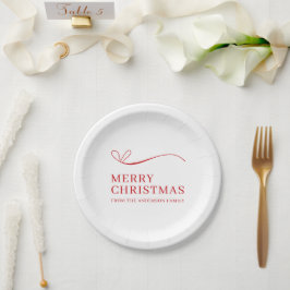 Plato De Papel Simple white red modern Merry Christmas