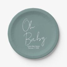 Simple y moderno Oh Baby Sage Green Baby Shower