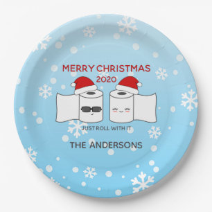 Plato De Papel Simplemente Funny Covid-19 con papel higiénico