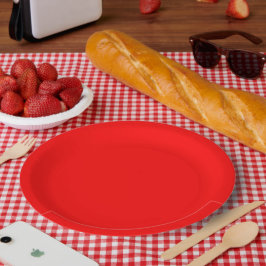 Plato De Papel Simply Red Color Sólido