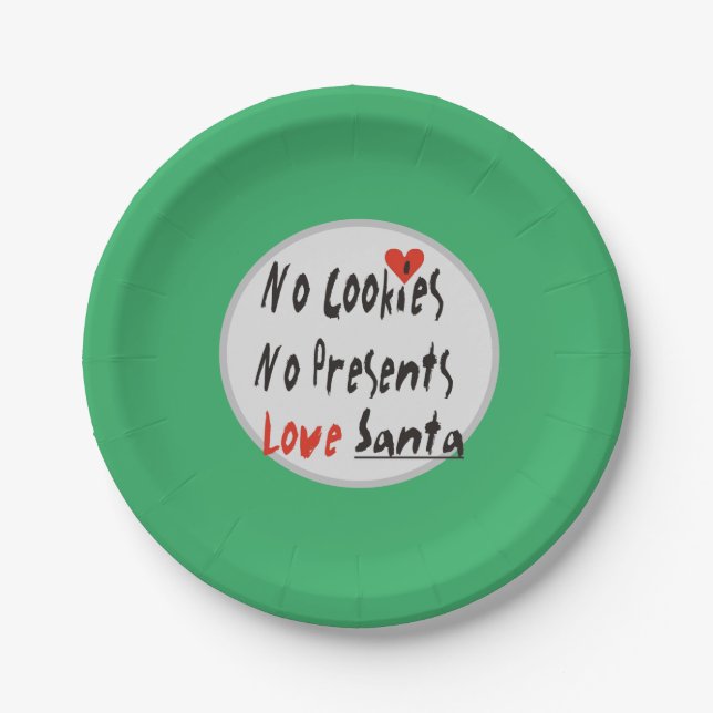 Plato De Papel Sin cookies, sin regalos (Anverso)