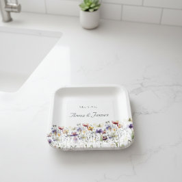 Plato De Papel Sinfonía de flores silvestres: arte acuático vibra