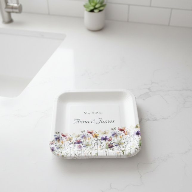 Plato De Papel Sinfonía de flores silvestres: arte acuático vibra (Subido por el creador)