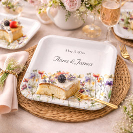 Plato De Papel Sinfonía de flores silvestres: Arte vibrante de ac