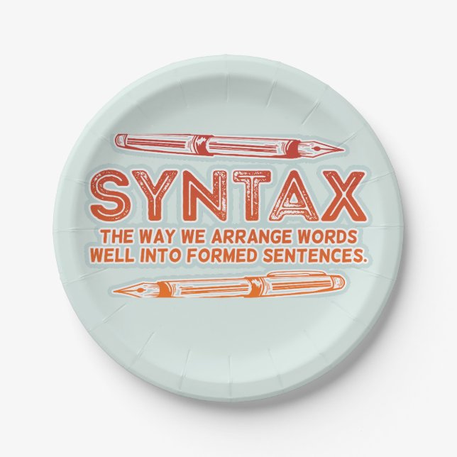 Plato De Papel Sintaxis Gramática Grammar (Anverso)