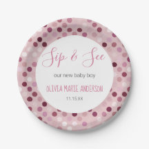 Sip & See Baby Girl Shower Pink Polka Dots
