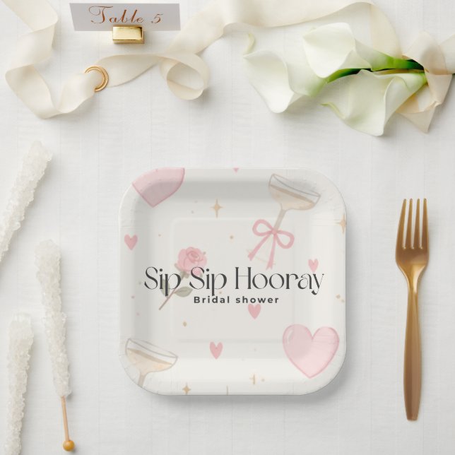 Plato de papel Sip Sip Hooray (Boda)