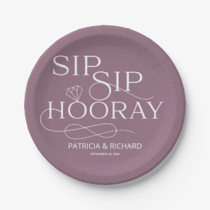 Plato De Papel Sip Sip Hooray Fiesta de Compromiso Morado