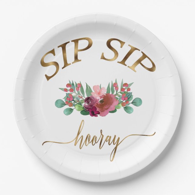 PLATO DE PAPEL SIP SIP HOORAY FLOR! (Anverso)