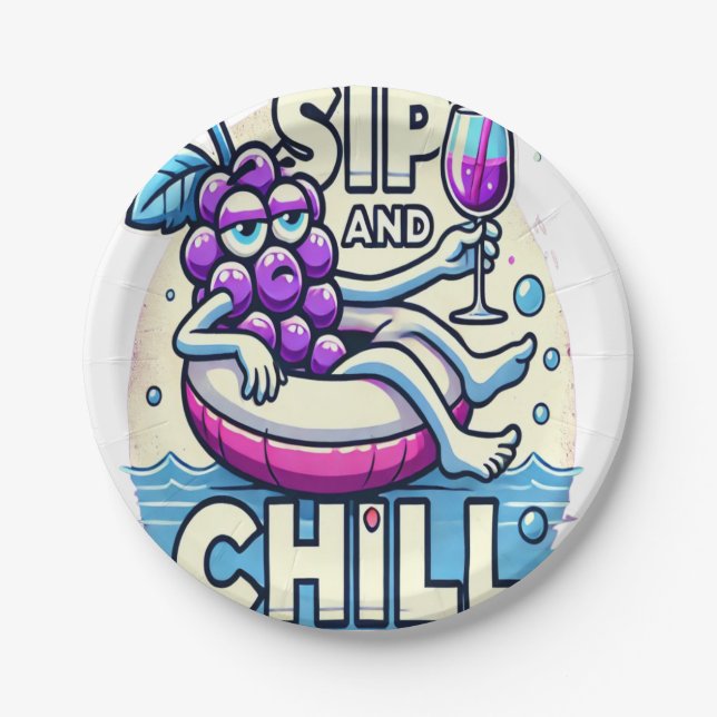 Plato De Papel Sip Y Chill (Anverso)