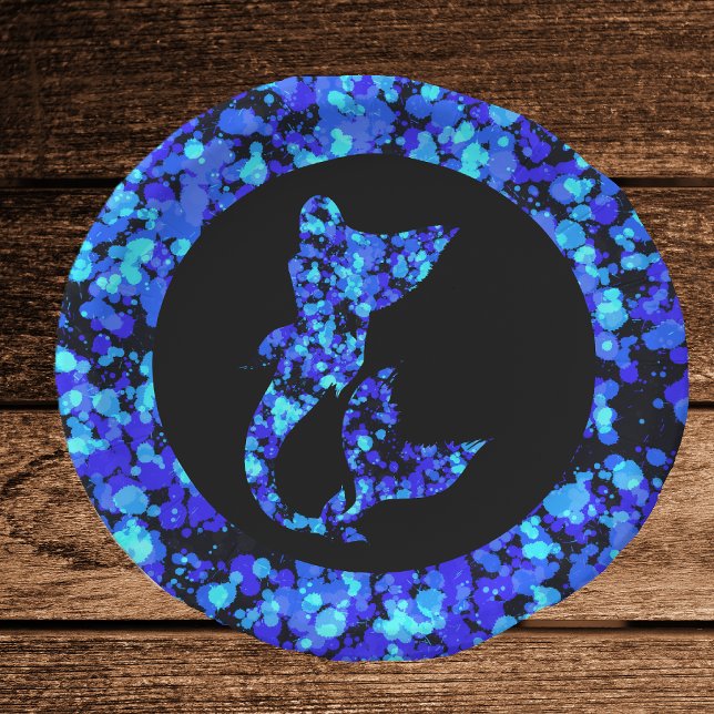 Plato De Papel Sirena azul Pintura Salpicada (Subido por el creador)