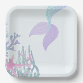 Plato De Papel Sirena bajo el mar coincidente