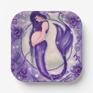 Plato De Papel Sirena de gestación púrpura por Renee