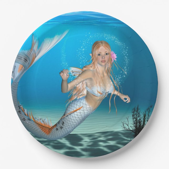 Plato De Papel Sirena Encantadora (Anverso)