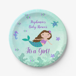 Plato De Papel Sirena es un Baby Shower Chica personalizado