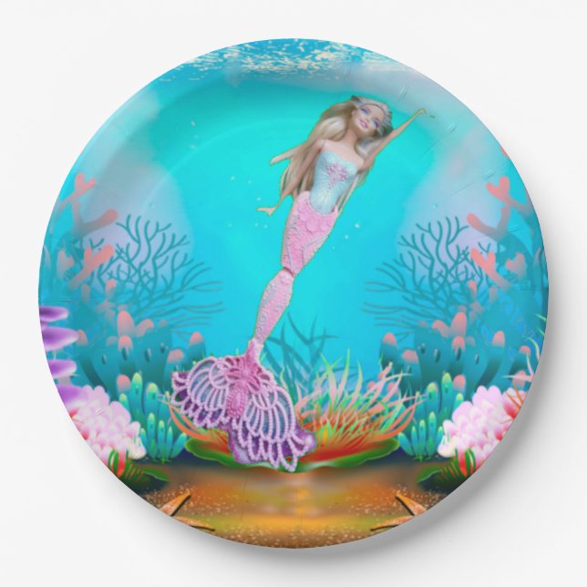 Plato De Papel Sirena Famosa (Anverso)