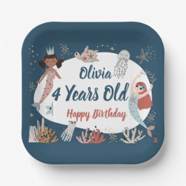 Plato De Papel Sirena Ocean Sea Beach Fiesta Octopus Nacimiento N