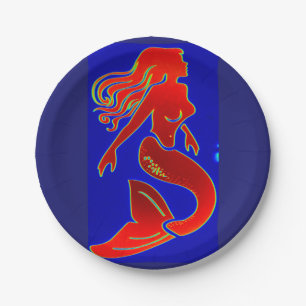 Plato De Papel sirena pin-up roja