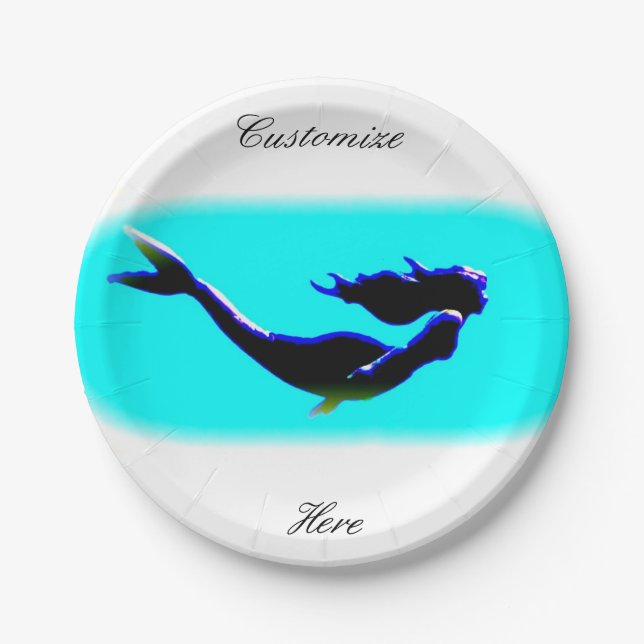 Plato De Papel sirena submarina nadando (Anverso)