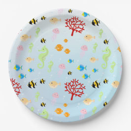 Plato De Papel Sirena y amigos fiesta de cumpleaños