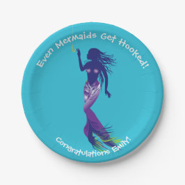 Plato De Papel Sirena y gancho dorado