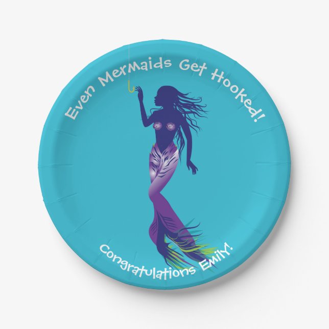 Plato De Papel Sirena y gancho dorado (Anverso)